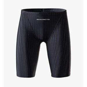 MY KILOMETRE Men's Swimsuit Jammer BLACK Solid Swim Endurance Size 3XL Fits XXL?